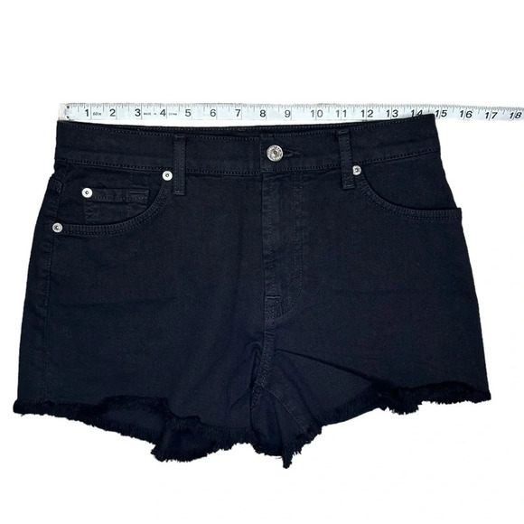 7 FOR ALL MANKIND Women’s Broken Twill Cut Off Short Black Size 28 - Picture 11 of 16